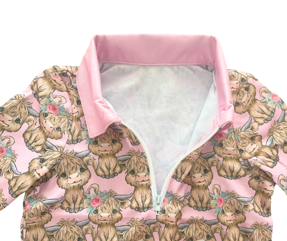 Rosy Ruffles Highland Cow Fishing Shirt