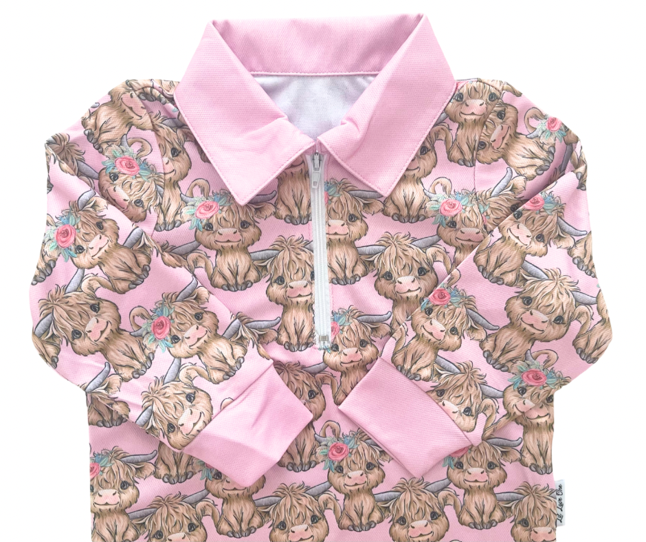 Rosy Ruffles Highland Cow Fishing Shirt