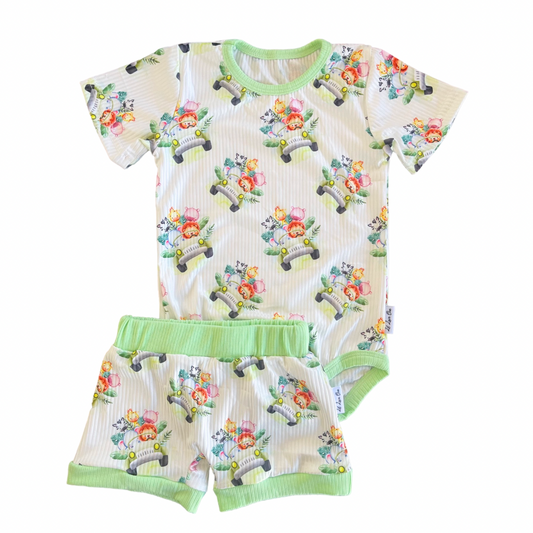 Safari Animals Onesie & Shorts 2pc Set