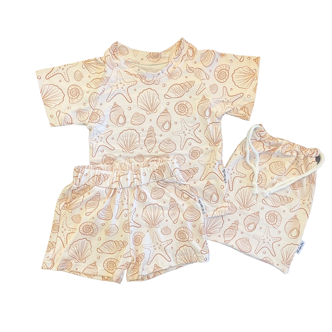 Seashells Shirt, Shorts & Bag 3pc Set