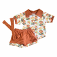 Highland Cow Shirt & Shorts Suspender 3pc Set