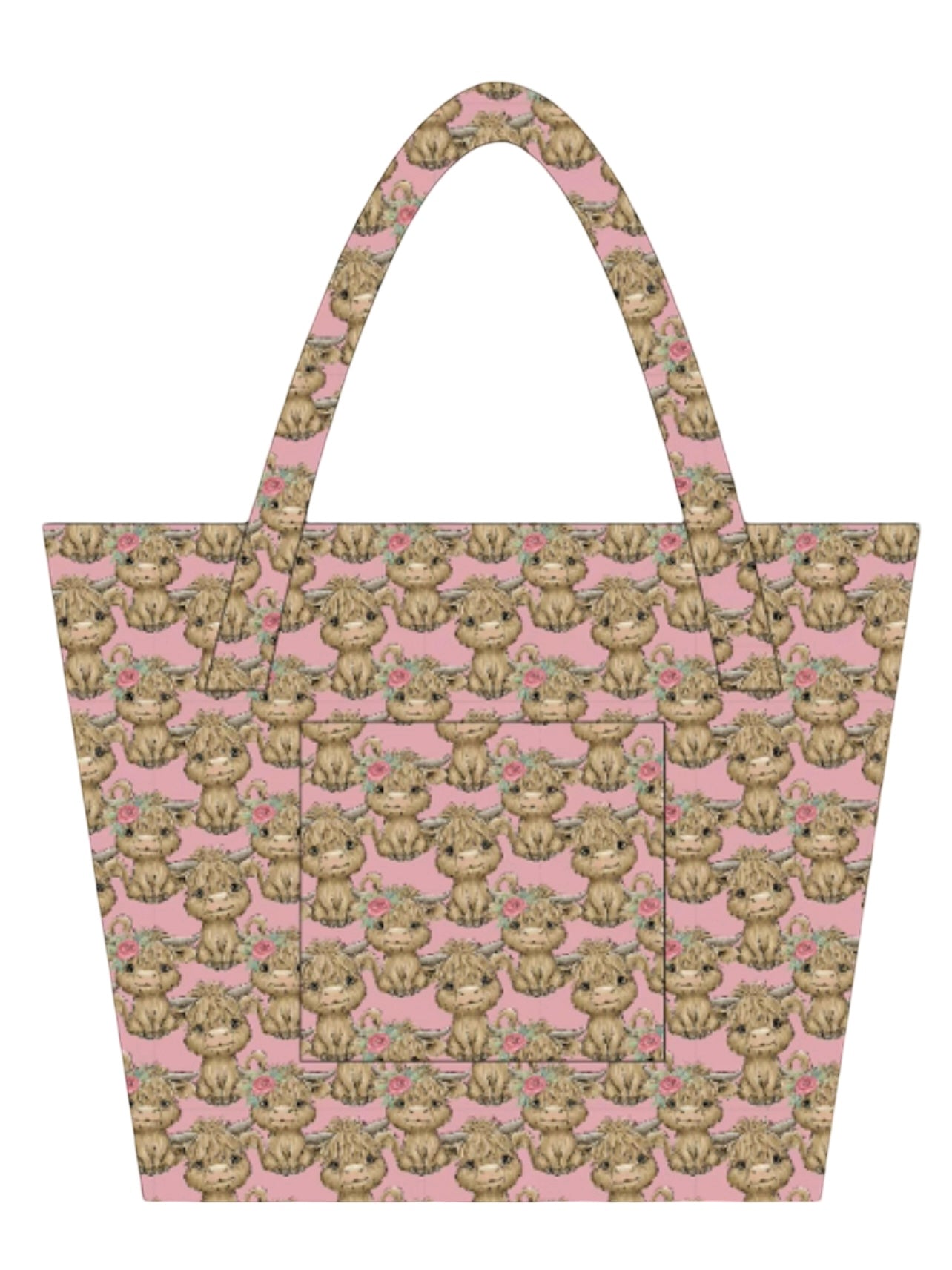 Rosy Ruffles Highland Cow Tote Bag