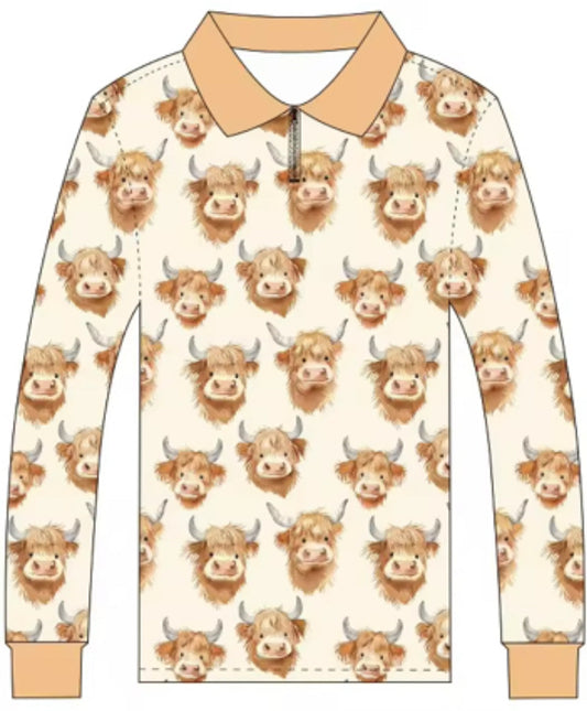 Scruffy Highland Cow Fishing Shirt