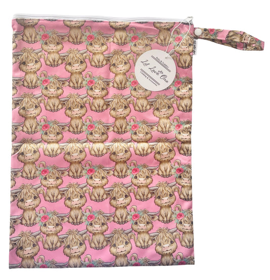 Rosy Ruffles Highland Cow Wet Bag