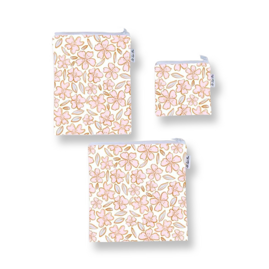 Pink Florals Snack Bags 3pc Set