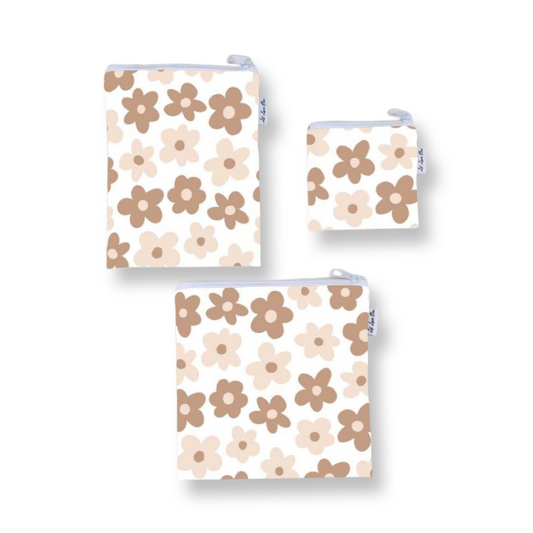 Neutral Florals Snack Bags 3pc Set