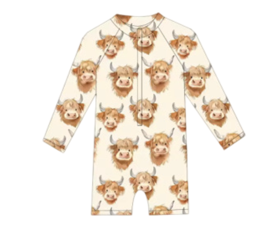 Scruffy Highland Cow Swimsuit