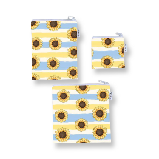 Sunflower Stripes Snack Bags 3pc Set